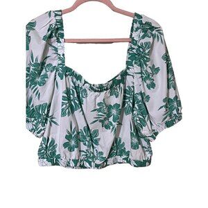 American Eagle Womens Green Floral Crop Top Size XL beachy